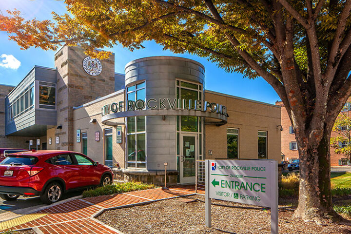 Modern building with large windows and 