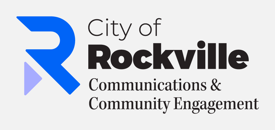 Communications and Community Engagement Department Logo City of Rockville Communications & Community Engagement logo featuring a stylized blue letter
