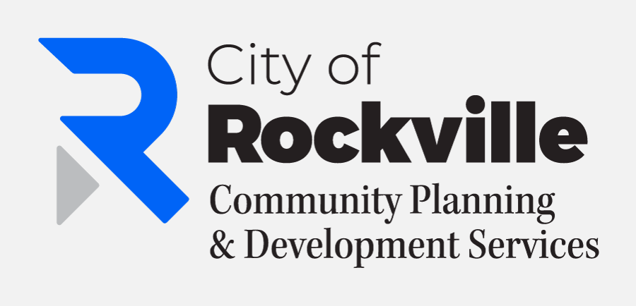Logo for the City of Rockville Community Planning & Development Services, featuring a stylized blue 