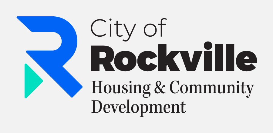 Housing and Community Development Department Logo City of Rockville Housing & Community Development logo with a large blue