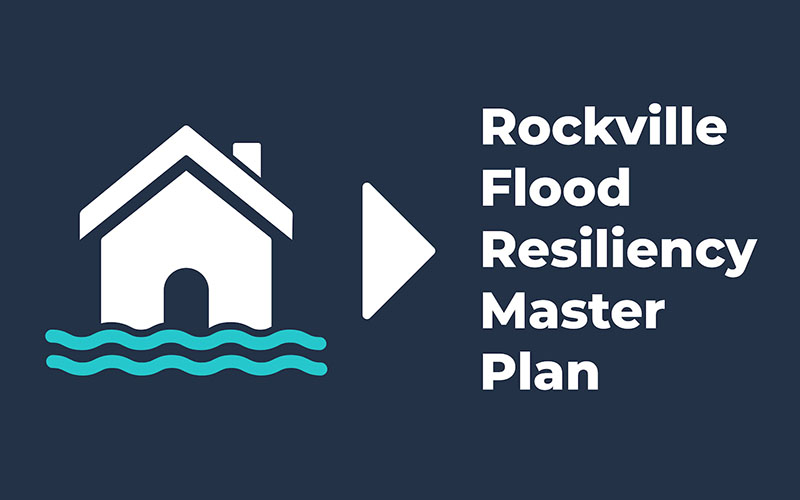 White house icon with water waves and a right arrow next to the text: 